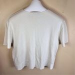 ZARA  Women's White Knit Wool Blend Crew Neck‎ Shirt Size Large Short Sleeve Photo 4