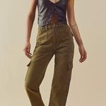 Free People Ezra Cargo Jeans Women’s Size 29 Green Utility Pocket Cotton Photo 0