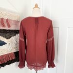 Johnny Was  Embroidered Peasant Blouse Rust Red Pink Sz S Photo 6