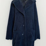 Beyond Yoga  Navy Blue Sherpa Long Pea Coat Women's Large Cozy‎ Teddy Fleece Photo 0