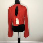 Band Of The Free Womens Sweater Medium Red Loose Knit Long Sleeve Crop NWT Photo 3
