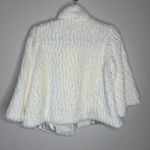 High Neck Faux Fur Textured Jacket Cream Sz Small Photo 5
