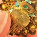 Vintage Faux Turquoise Gold Tone Clip On Earrings Womens Estate West Germany Photo 4