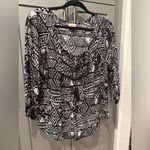 Mossimo Supply Co Tribal Aztec Print Blouse Cream and Black L Size L Photo 11