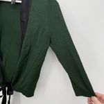 DKNY Black Label Green Lightweight Silk Trim Tie Cardigan 3/4 Sleeve Designer S Photo 3