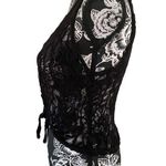 Voice Cropped Semi Sheer Lace Tank Top Wide Strap Floral Sexy Rave Party White Size L Photo 2