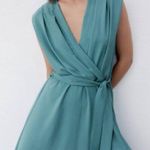 ZARA Green Belted Wrap Casual Maxi Dress Photo 6