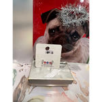 Women's Lillyput Little Things Pug Earrings & Christmas Greeting Card NWT Black Photo 3