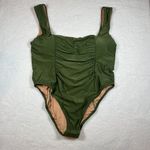 J. Crew Womens One Piece Swimsuit Size 22 Green Ruched Squareneck UPF SPF 50 Photo 1