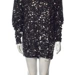 Rotate Birger Christensen Masha V-Neck Black Silver Sequin Dress Paillette sz M Photo 0