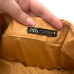 ZARA  Faux Leather Corset Style‎ Strapless Dress Camel Medium Photo 4