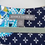 Jessica London BLUE YELLOW WHITE ALL OVER PRINT HI-LOW FAUX WRAP MAXI DRESS 16W Photo 4