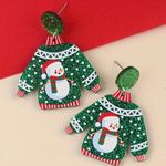 Christmas Sweater Acrylic Earrings Cute Cartoon‎ Ornaments for Holiday Gifting Green Photo 4