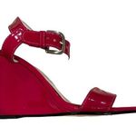 Stuart Weitzman NEW RED PATENT LEATHER WEDGE ANKLE STRAP SANDAL SHOES 7.5 Photo 0