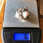 Genuine White Buffalo Turquoise Sterling Silver Ring Size 6 Black Photo 7