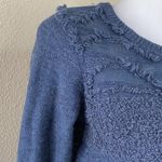Anthropologie MOTH Cotton Alpaca Wool Blend Blue Textured Pullover Sweater Sz M Photo 1