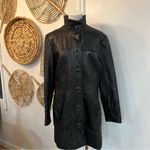 Vintage Pelle Studio Leather Trench Black 90s Grunge Moto Fall Red Lining XL Photo 8