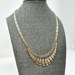 Solid 14K yellow gold Egyptian revival fringe bib necklace, vintage Photo 5