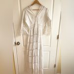 None Vintage 70s Prairie Lace Maxi Dress Flare Bell Sleeve Sheer Western Wedding Photo 5