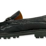 Colin Stuart  | Size 6 | Women's Lug Sole Black Leather Reptile Texture Loafer Photo 4