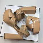 Guess Women's Vallenn Platform Block Heel Dress Sandals- Natural Patent- Size 6 Photo 8