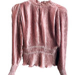 ZARA Pleated High Neck Long Sleeve Blouse Dusty Rose Pink Size Small Photo 0