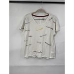 Pilcro Anthropologie  Pride Inclusivity Embroidered Rainbow Script Tee Shirt Sz S Photo 1