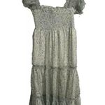 Reveriee Maxi Dress Women's Size L Green Floral Tiered Short Sleeve Casual NWT Size L Photo 1