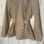 Betsey Johnson  Khaki Tan Scalloped Tie Back Zip Up Jacket- size S Photo 11