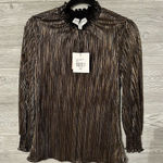 Alex and Parker Gold Black Striped Metallic Long Sleeve Top Women’s Size Small Photo 0