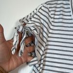 J.Crew  White Black Stripe S/S Tie Sleeves Scoop Neck Shirt Size Med EUC #1309-AZ Photo 2