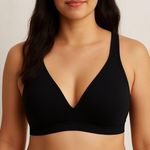 Lively Wireless Bra Black Plunge Lightly Lined Everyday‎ Comfort Size Medium Photo 0