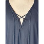 Saks 5th Avenue Saks Fifth Avenue Shirt Women XL Black Cotton Modal Lace Up Top Nautical Coastal Photo 4