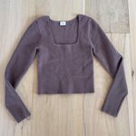 Abercrombie & Fitch Ribbed Squareneck Cropped Long Sleeve Shirt Size Small Photo 0