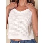 Lulus  Sweater Tank Top Womens Large White Loose Knit Cropped Relax Fit Boho Photo 1