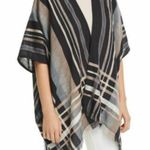 Evereve NWT  ECHO Poolside Plaid Cardi Ruana Poncho Photo 1