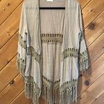 Dreamers tan hippie boho fringe swim coverup/cardigan Photo 0