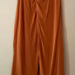 Anthropologie  Orange Rust Midi Skirt Slit Stretchy Boho Women's size Medium Photo 0