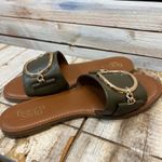 Franco Sarto  Jan Gold Ring Slide Sandals Green Leather Slip-On Flats Women's 8.5 Photo 3