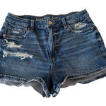 AE American Eagle Shorts Women's Jean Denim Mom Shorts Distressed SZ 8 Blue Photo 0