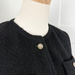 Massimo Dutti NEW Textured Cropped Jacket with Pockets Black Tweed Sz S Photo 3