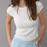 American Eagle Hey Baby Waffle Short Sleeve Tee Shirt Small Women’s Cream White Photo 0