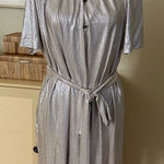 Sabina Musayev‎ Gold Metallic Shimmery Foil Oversized Dress Size Extra Small Silver Photo 0