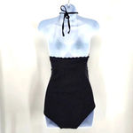 Kona Sol  Black Scalloped Swimwear Swim Suit Bathing Suit One Piece Size Small Photo 1
