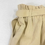 Active USA Paper bag Pants Linen Blend Women's Sz M Tan Pockets Elastic Waist Photo 3