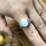 Natural Rainbow Moonstone Chrome Diopside Sterling Silver Ring Size 8 Photo 0