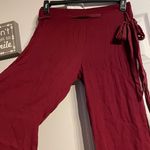Valentino Garavani Valentino Silk Palazzo Vintage Tie Wide Trousers maroon Burgundy Belt Pants Designer Sz EU 44- USA 10 Photo 4