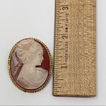 Vintage Unsigned Victorian Lady Cameo Brooch Gold Photo 6