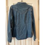 Route 66  Denim Blue Jean Pearl Snap Shirt Women XL Western Cowgirl Barn Retro Photo 2