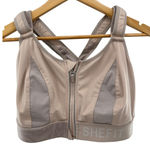 SHEFIT‎ Sports Bra Front Zip Criss Cross Back Adjustable Support3 Luxe Worn Tan Size 3X Photo 0